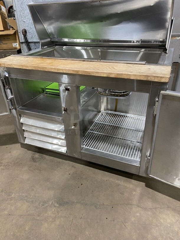 All Stainless Steel 2 Door Sandwich/Salad Prep Table! With Butcher Block Cutting Board! - Image 5 of 7