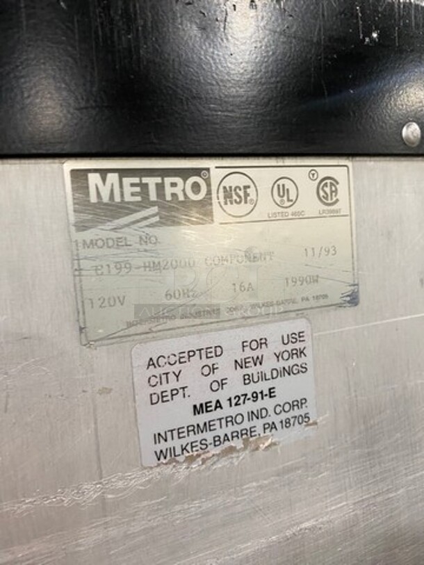 Metro Commercial Heated Holding Cabinet/ Food Warmer! All Stainless Steel! On Casters! Model: C199HM2000 120V - Image 7 of 8