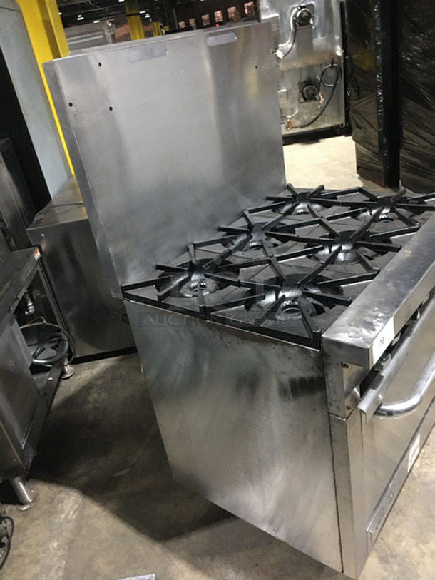 SWEET! Vulcan Natural Gas Powered 6 Burner Range! With Full Size Oven Underneath! With Raised Backsplash! all Stainless Steel! On Legs! Model: V36 - Image 2 of 9