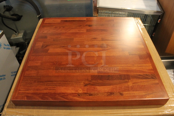 10 BRAND NEW SCRATCH AND DENT! Lancaster Table & Seating 3492424BBMAH Mahogany Reclaimed Wood Butcher Block Tabletops. 10 Times Your Bid! - Image 1 of 5