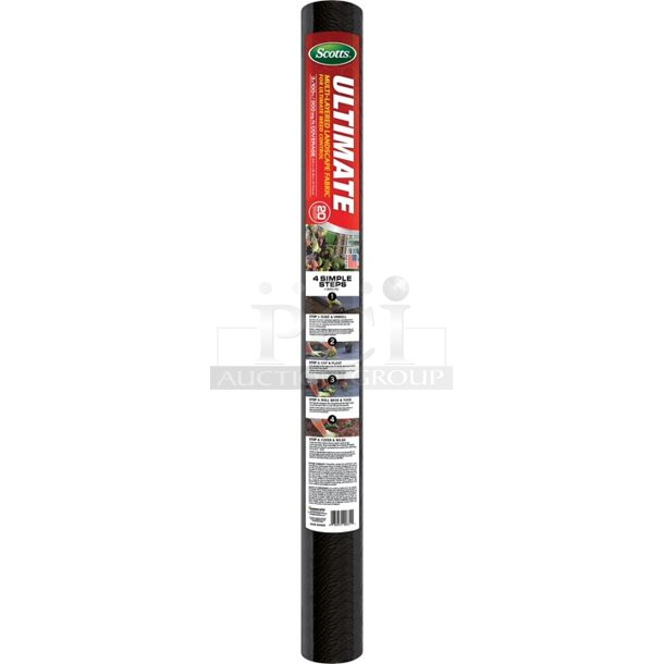 Scotts Ultimate 3' x 100' Weed Barrier Fabric, Polypropylene, Black, 3 feet Wide and 100 feet Long. 17x Your Bid - Image 1 of 5