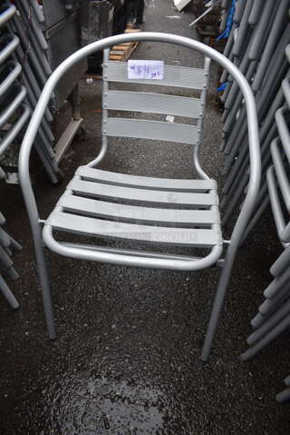 19 BRAND NEW SCRATCH AND DENT! Gray Metal Outdoor Patio Chairs w/ Arm Rests. 19 Times Your Bid!