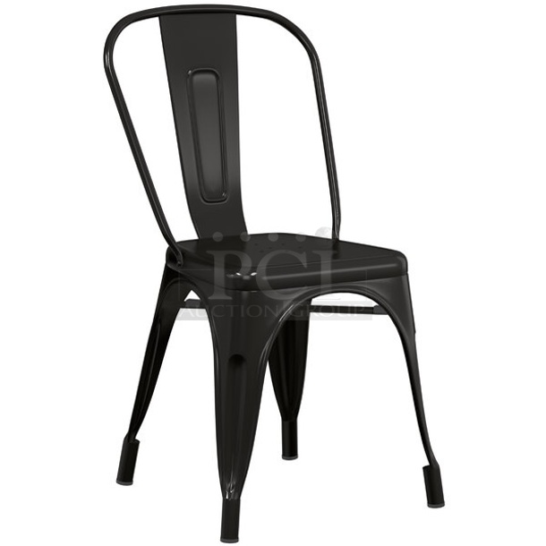 2 BRAND NEW SCRATCH AND DENT! Lancaster Table & Seating 164CMCAFEBLK Alloy Series Black Outdoor Cafe Chair. 2 Times Your Bid!