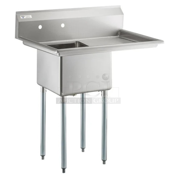 BRAND NEW SCRATCH AND DENT! Steelton 522CS11818R Stainless Steel One Compartment Commercial Sink with Right Drainboard. No Legs. Bay 18x18x12. Drain Board 16x20