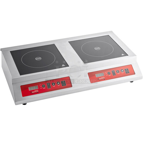 BRAND NEW SCRATCH AND DENT! Avantco 177IC35DB Stainless Steel Commercial Countertop Double Countertop Induction Range / Cooker. 208-240 Volts, 1 Phase.