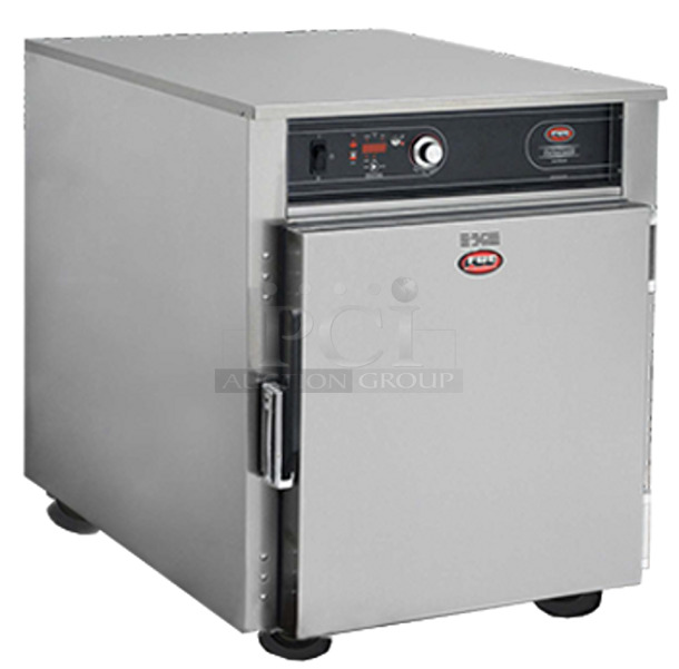 BRAND NEW! 2023 FWE LCH-5-LV-G2 Stainless Steel Commercial Half Height Stainless Steel Cook-Hold Mobile Cabinet on Commercial Casters. 120 Volts, 1 Phase. Tested and Working!