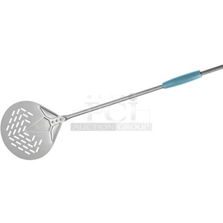 BRAND NEW SCRATCH AND DENT! GI Metal Evoluzione 10" Stainless Steel Round Perforated Pizza Peel with 47" Handle IE-26F/120