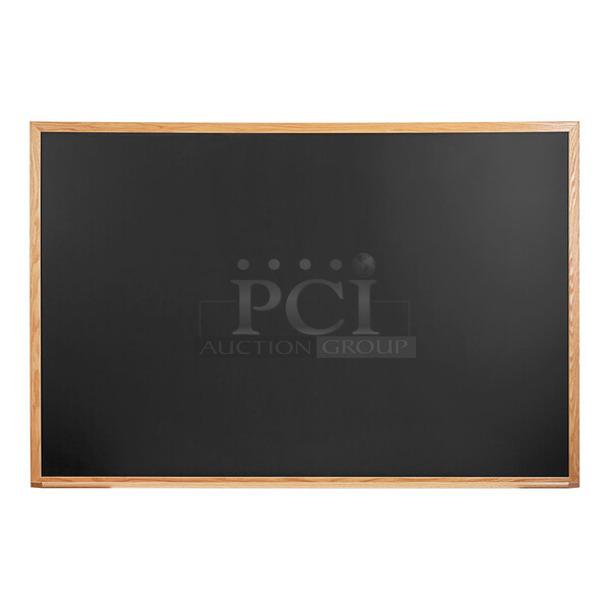 2 BRAND NEW SCRATCH AND DENT! Aarco 116OC4872B 48" x 72" Black Solid Oak Wood Frame Slate Composition Chalkboard. 2 Times Your Bid! - Image 1 of 4