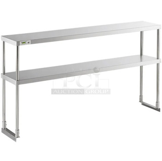 BRAND NEW SCRATCH AND DENT! Regency 600DOS1260 Stainless Steel Double Deck Overshelf - 12" x 60" x 32". May Be Missing Pieces.