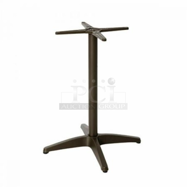 PALLET LOT of 44 BRAND NEW IN BOX! BFM Seating PHHTB-BZT Hampton Outdoor Patio Table Base, Bar Height, Cross Base, Powder Coated Aluminum, Bronze Finish. Goes GREAT w/ Lots 112, 117, 119, 121, 122 and 124! 44 Times Your Bid! - Image 1 of 4