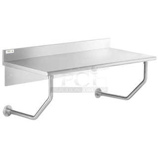 BRAND NEW SCRATCH AND DENT! Regency 600WMTB3060 30" x 60" 16-Gauge 304 Stainless Steel Wall Mounted Table with 4 1/2" Backsplash. May Be Missing Pieces.