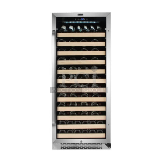 BRAND NEW SCRATCH AND DENT! Whynter BWR-1002SD 100 Bottle Built-in Stainless Steel Compressor Wine Refrigerator Merchandiser with Display Rack and LED display. 115 Volts, 1 Phase. Tested and Working! - Image 1 of 5