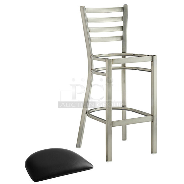 20 BRAND NEW SCRATCH AND DENT! Lancaster Table & Seating 164BMTLADCFR Chrome Finish Bar Height Chair Frame w/ Ladder Back. No Cushion. 20 Times Your Bid! - Image 1 of 6