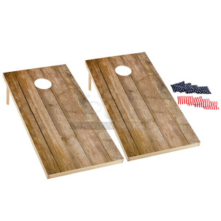 BRAND NEW SCRATCH AND DENT! Backyard Pro 554CBDW24 Courtyard Series 2' x 4' Rustic Dark Wood Cornhole Set