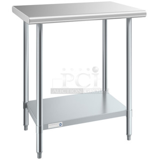 BRAND NEW SCRATCH AND DENT! Steelton 522ETSG2430 24" x 30" 18 Gauge 430 Stainless Steel Work Table with Undershelf. May Be Missing Pieces. 