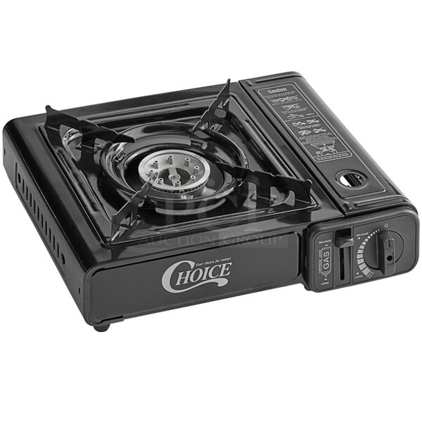 3 BRAND NEW SCRATCH AND DENT! Choice 472E10SL Countertop Butane Powered Countertop Single Burner Range in Poly Case. 3 Times Your Bid! - Image 1 of 5