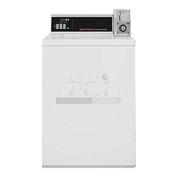 BRAND NEW SCRATCH AND DENT! Speed Queen TV6000WN 3.19 cu. ft. 27" Top Load Commercial Washer - Coin Operated  - Image 1 of 7