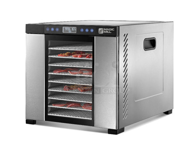 BRAND NEW! Magic Mill MFD-7070 Stainless Steel Countertop Food Dehydrator. 120 Volts, 1 Phase. Tested and Working! 