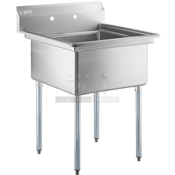 BRAND NEW SCRATCH AND DENT! Steelton 522CS12424  29 1/2" 18-Gauge Stainless Steel One Compartment Commercial Sink without Drainboard - 24" x 24" x 12" Bowl. No Legs.  - Image 1 of 4