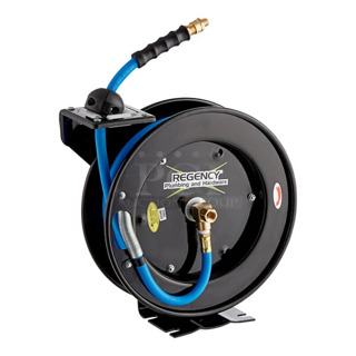 BRAND NEW SCRATCH AND DENT! Regency 600HROC50NS Open Powder-Coated Steel Hose Reel with Hose