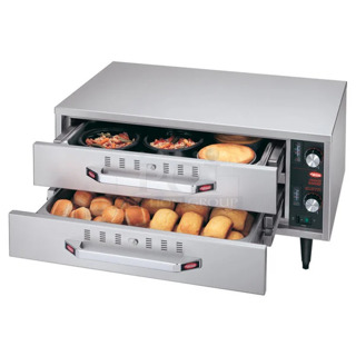 BRAND NEW SCRATCH AND DENT! Hatco HDW-1R2 Stainless Steel Freestanding Split Two Drawer Warmer. 120 Volts, 1 Phase. Tested and Working!