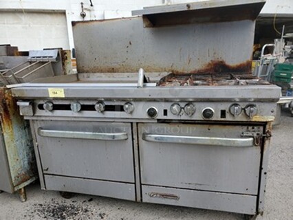 SOUTHBEND Natural Gas Combo Stove| 4 burner stove and griddle, oven|On Casters! 