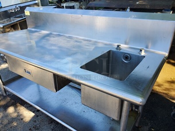 Stainless Steel Work Table+Sink W/ Undershelf!