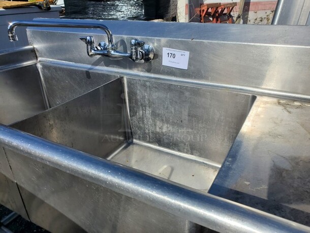 Stainless Steel 2 Compartment Sink W/ Faucet!! 54X26X35 - Image 5 of 8