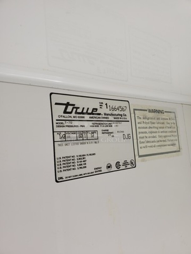 TRUE T-72 Superior 3 Solid Door Refrigerator on Casters, 115V Tested & Working! - Image 3 of 4