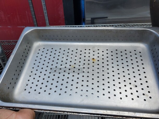 Lot of 3 Perforated Stainless Steel Food Pans *without lids* - Image 2 of 2