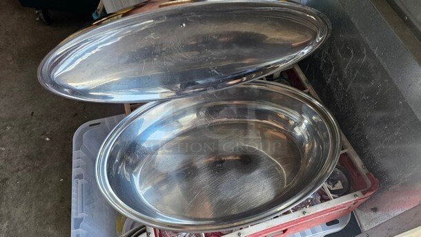 Lot of 3 Stainless Steel Oval Roasters w/ lids - Image 3 of 5