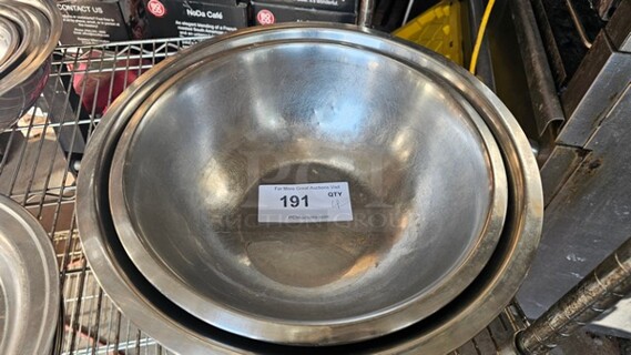 Lot of 4 Miscellaneous Stainless Steel Mixing Bowls