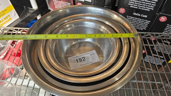 Lot of 5 Miscellaneous Stainless Steel Mixing Bowls