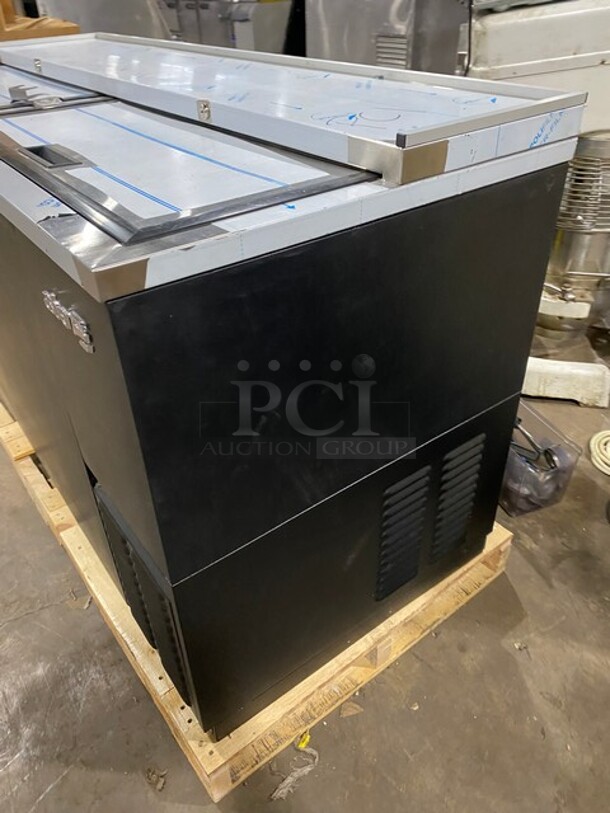 NEW Scratch And Dent Asber Stainless Steel Commercial 2 Door Slide Top Bottle Cooler! MODEL ADBC65HC 115 Volts 1 PH  - Image 2 of 8