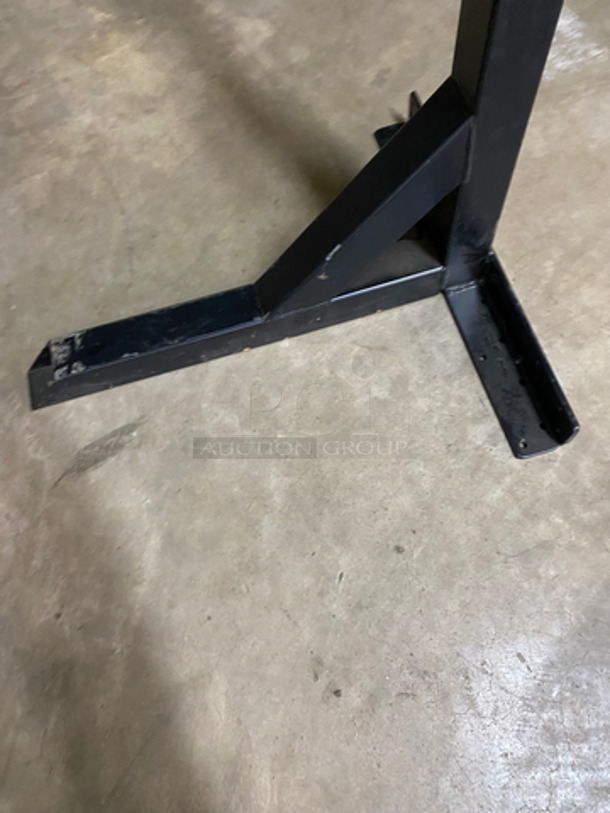 NEW! Wooden Pattern Curved Tables! With Black Metal Table Bracket! 4x Your Bid! - Image 7 of 8