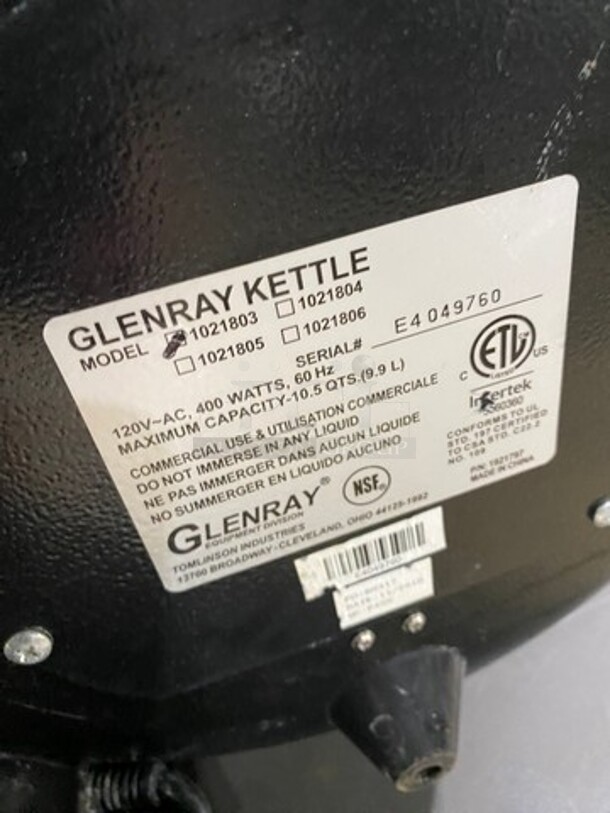 Glenray Commercial Countertop Food Warmer Soup Kettle! Holds Up To 10.5 Qt! Model: 1021803 SN: E4049760 120V - Image 5 of 6