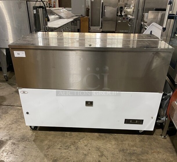 COOL! Like New Kelvinator Commercial Refrigerated Milk Cooler! Stainless Steel Body! On Casters! Model: KCHMC58 SN:91610049 115V