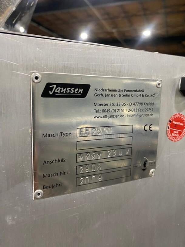 GREAT! Janssen Commercial Heavy Duty Pastry Forming Machine! All Stainless Steel! On Stand With Rear Casters! Model: FF2500! - Image 10 of 11