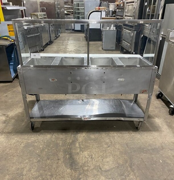 Supremetal 4 Well Electric Steam Table! With Sneeze Guard And Commercial Cutting Board! On Casters! - Image 1 of 11