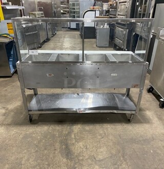 Supremetal 4 Well Electric Steam Table! With Sneeze Guard And Commercial Cutting Board! On Casters!