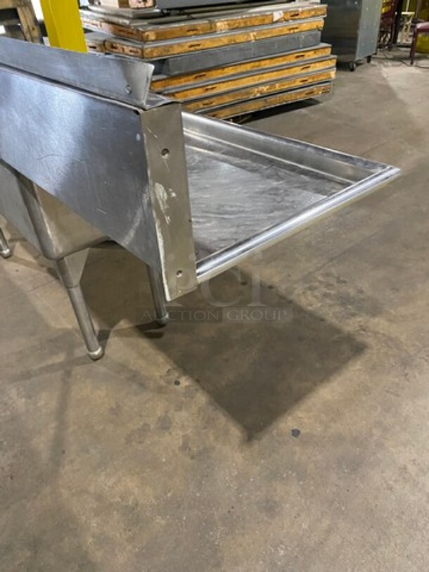 Commercial 2 Compartment Dish Washing Sink! With Dual Side Drain Board! With Back Splash! All Stainless Steel! On Legs! - Image 3 of 8