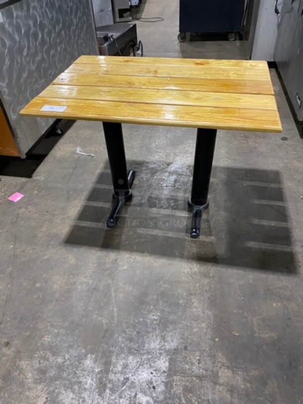 GREAT! Wooden Style Rectangular Dining Table! With Black Metal Base! 2 X Your Bid! - Image 7 of 7