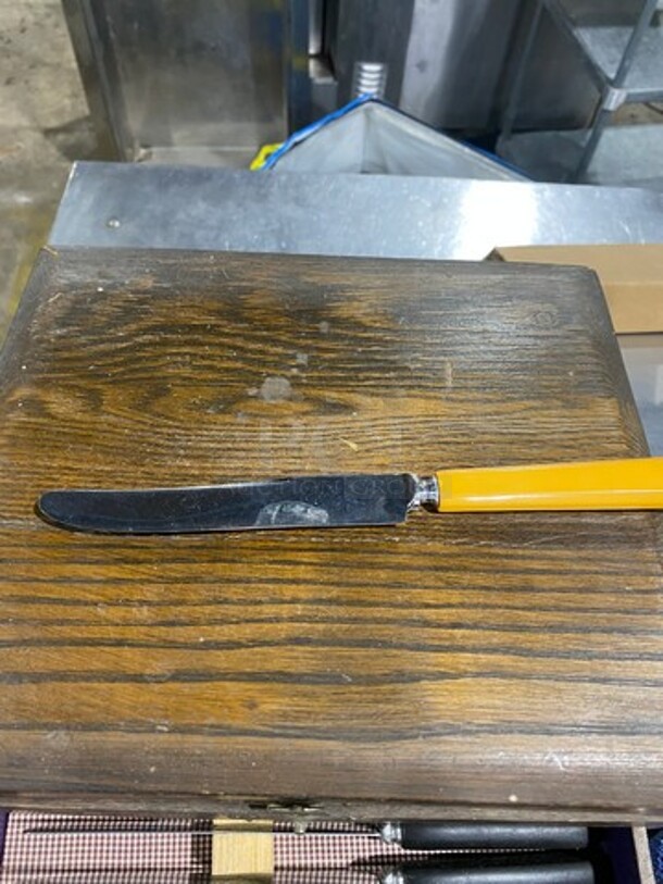 Rogers Silverware Wooden Box Utensil Holder! With Forks And Knives! - Image 9 of 11