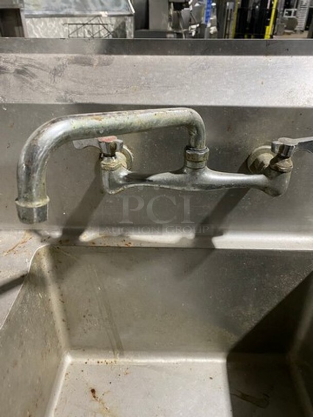 Green World Commercial Single Compartment Dish Washing Sink! With Single Side Drain Board! With Faucet And Handles! With Back Splash! All Stainless Steel! On Legs! Model: TSA1L1 - Image 6 of 9