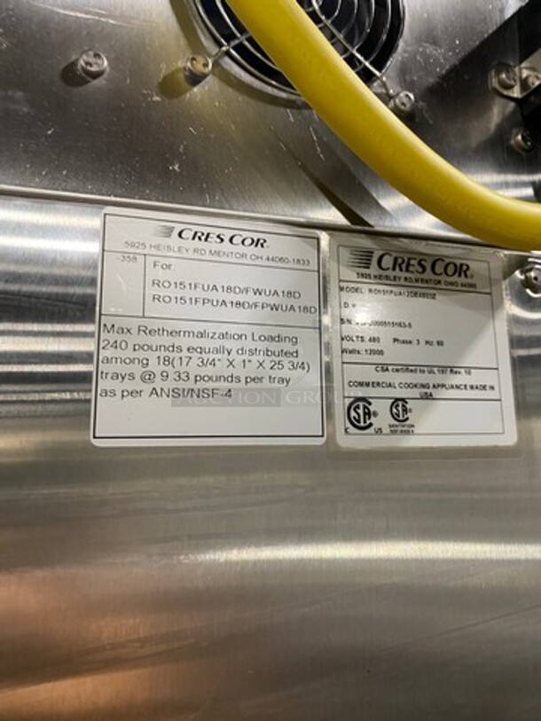 Cres Cor Commercial Electric Powered Split Door Roast-N-Hold Oven! All Stainless Steel! On Casters! Model: RO151FUA12DE4803Z SN: JBIJ0005151635 480V 60HZ 3 Phase - Image 8 of 9