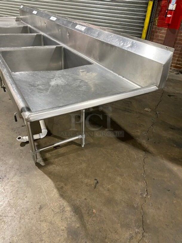 Regency Commercial 3 Compartment Dish Washing Sink! With Dual Side Drain Board! With Back Splash! All Stainless Steel! On Legs! Model: 600S32424224 - Image 2 of 9