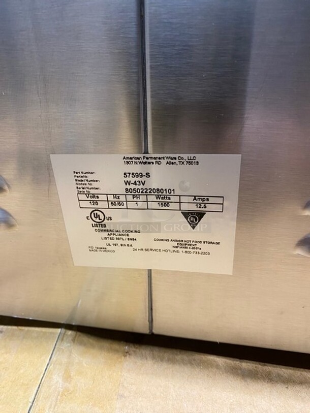 NEW IN BOX! APW Wyott Commercial Countertop Electric Food Warmer! All Stainless Steel! Model W43V SN:8050222080101 120V 1PH! Working! - Image 9 of 10