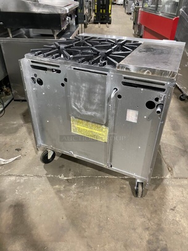 Garland Commercial Natural Gas Powered 4 Burner Stove With Hot Plate! with Oven Underneath! All Stainless Steel! On Casters! - Image 3 of 12