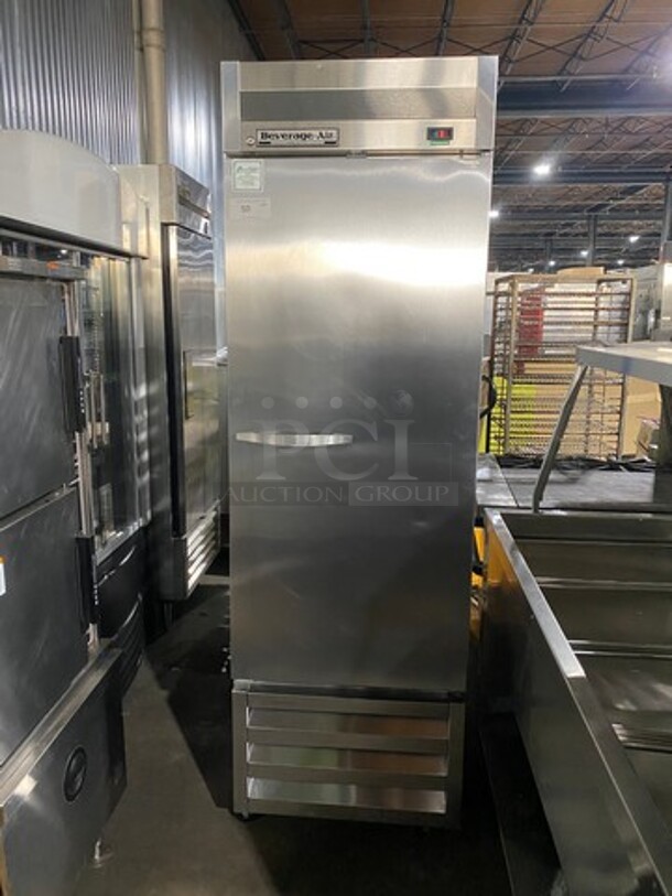 Beverage Air Commercial Single Door Reach-In Cooler! With Poly Coated Racks! Solid Stainless Steel! On Casters! Model: KR241AS SN: 6026093 115V 1 Phase