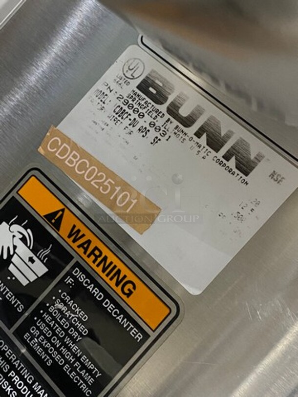 Bunn Commercial Countertop Coffee Brewing Machine! With Satellite! All Stainless Steel! Model: CDBCFDV SN: CDBC025101 120V 60HZ 1 Phase - Image 7 of 8